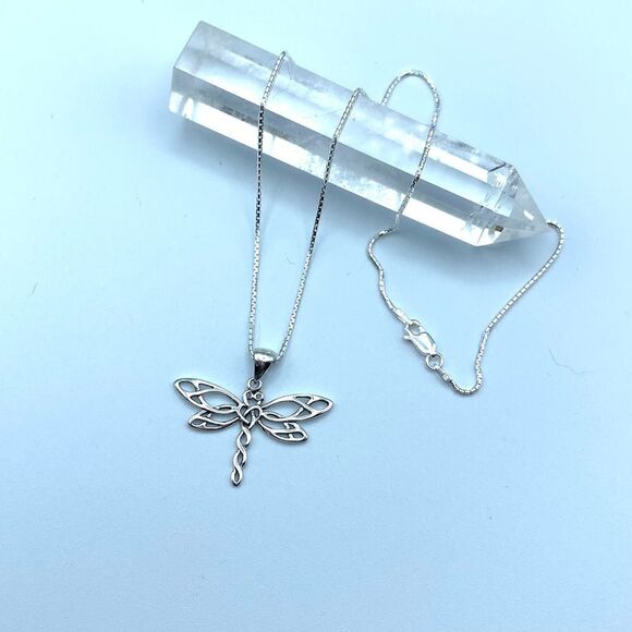 Dragonfly Sterling Silver Necklace, Spiritual - Picture 1 of 6